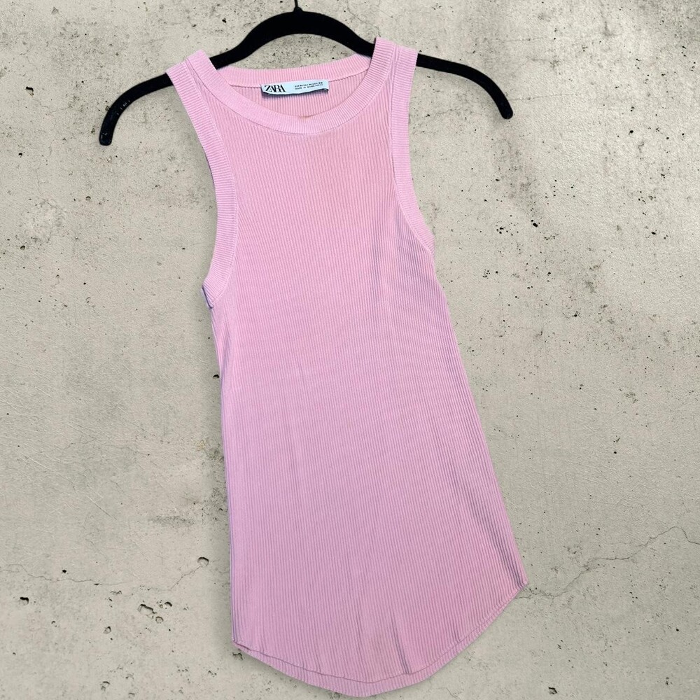 Zara Women's Pink Ribbed Tank